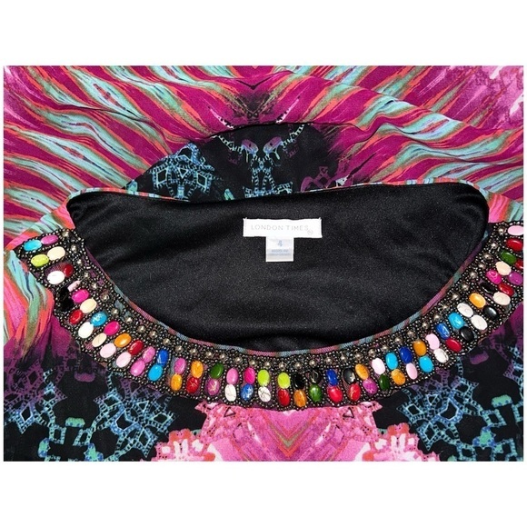 London Times - Embellished Dress - Geometric Tie Dye Design - Size 4 - NWT - Picture 8 of 10